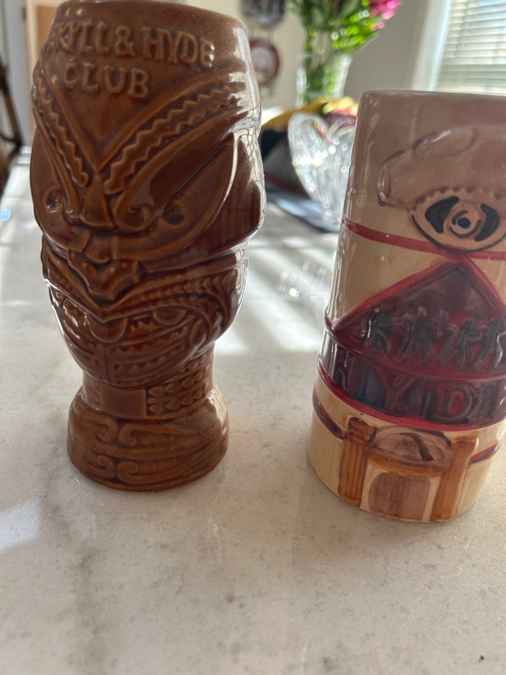 Ceramic Tiki Mug Set - Brown/Beige Decorative Coffee & Tea Accessories